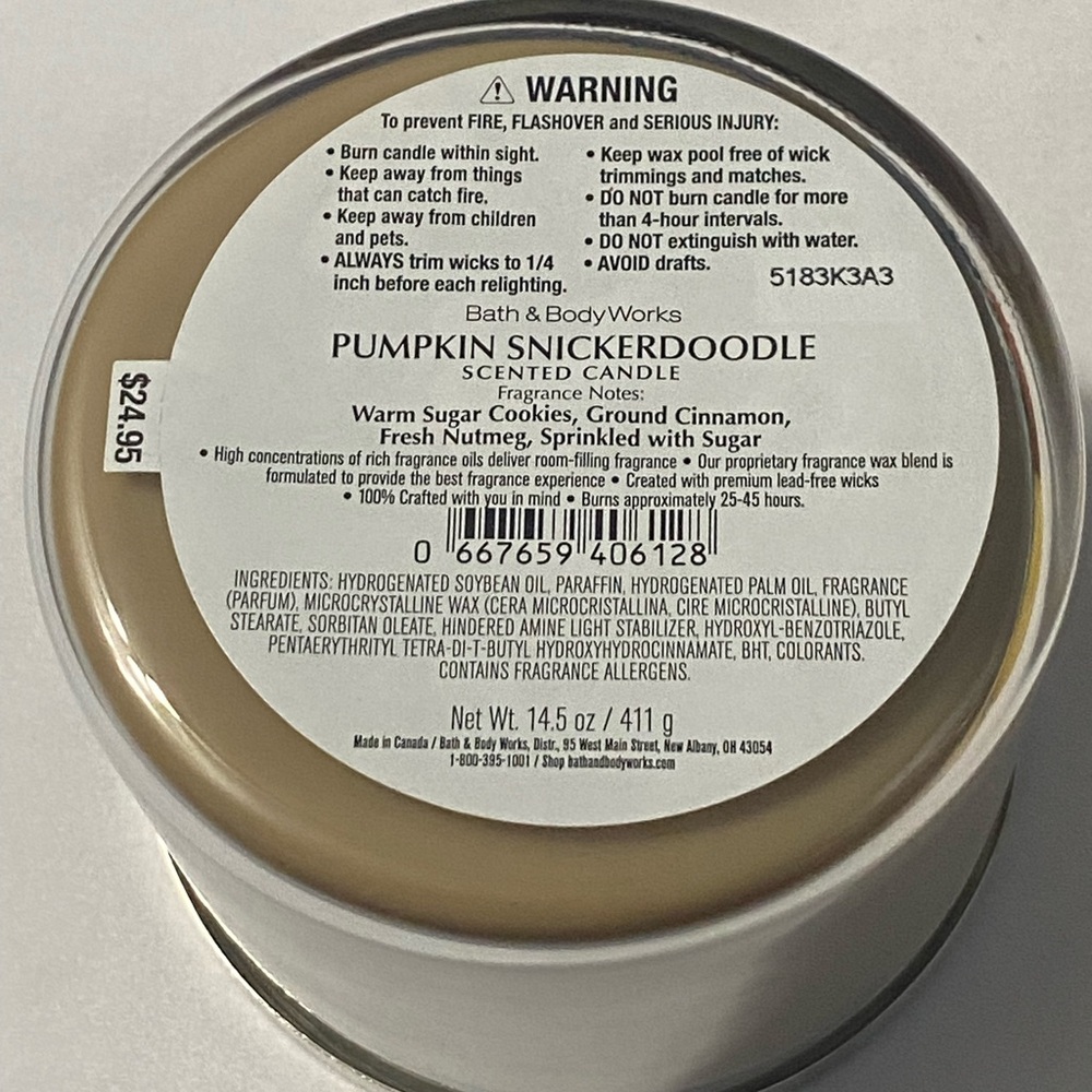 Bath & Body Works Pumpkin Snickerdoodle Three Wick Scented Candle - Picture 4 of 5
